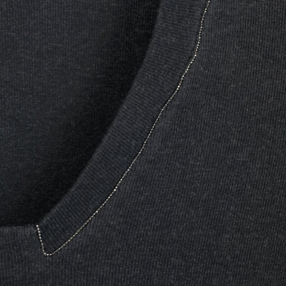 Brunello Cucinelli Grey Cotton-Knit Monili-Bead Pullover - Picture 5 of 10